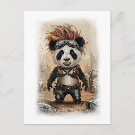 Post Apocalypse Panda Movie Design on a White シーズンポストカード (正面)