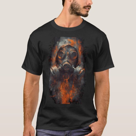 Post-Apocalyptic Gas Mask Dark Industrial T-Shirt Tシャツ (正面)