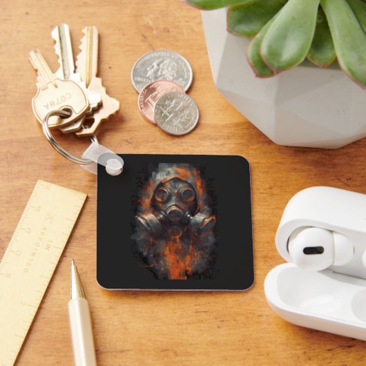 Post Apocalyptic Gas Mask Toxic Grunge キーホルダー (デスク)