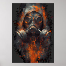 Post Apocalyptic Gas Mask Toxic Grunge  ポスター