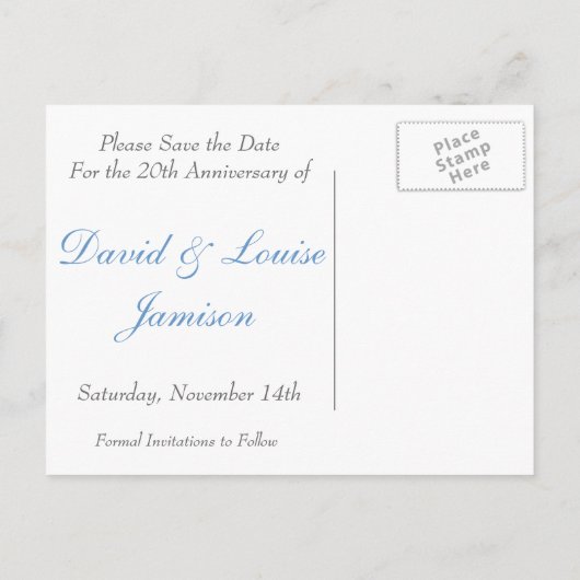 Post Card - – 日付を保存するフルーアLight Blue 案内ポストカード (裏面)