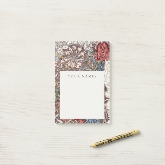 POST-ITに関する注意:ウィリアム・モリス・ハニーサックル+チューリップ ポストイット (デスク上)