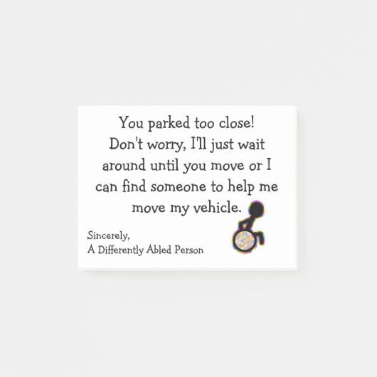 Post-Itを閉じすぎるように駐車。 ポストイット (正面)