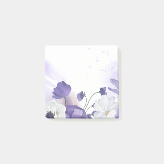 Post It Block - Purple Flower Theme ポストイット (正面)