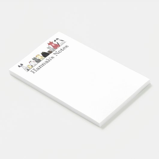 Post-it Note Pad - Row of Cats ポストイット (アングル)