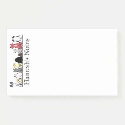 Post-it Note Pad - Row of Cats ポストイット (正面)