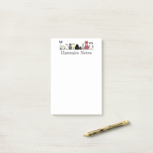 Post-it Note Pad - Row of Cats ポストイット (デスク上)