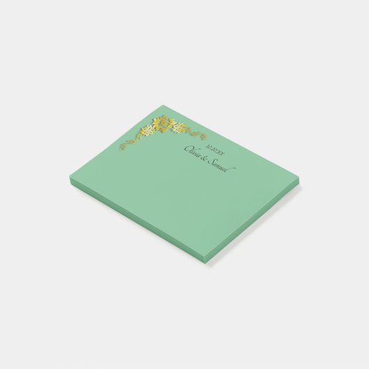 Post-It Notes Emerald Green & Gold ポストイット (アングル)