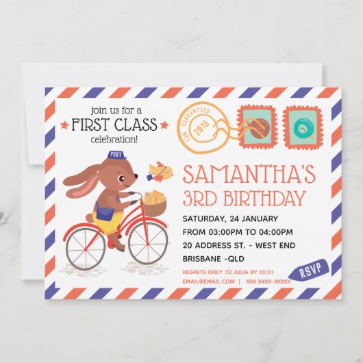 Post Office Birthday Partyへの招待 招待状 (正面)