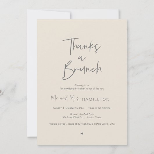 Post wedding Celebration, Thanks a Brunch 招待状 (正面)