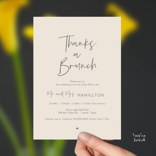 Post wedding Celebration, Thanks a Brunch 招待状