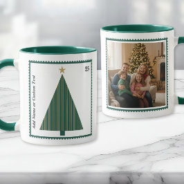 Postage Stamp Christmas Tree Custom Photo Mug マグカップ