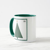 Postage Stamp Christmas Tree Custom Photo Mug マグカップ (正面左)