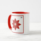 Postage Stamp Red Poinsettia Holiday Photo Mug マグカップ (正面左)