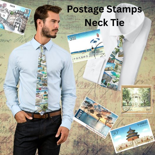Postage Stamps - International Landscapes ネクタイ