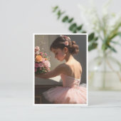 Postal con bailarina sujetando ramo de flores ポストカード (スタンド正面)