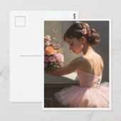 Postal con bailarina sujetando ramo de flores ポストカード (正面/裏面)
