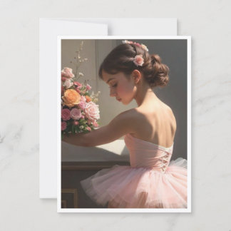 Postal con bailarina sujetando ramo de flores ポストカード