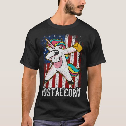 Postal Corn Unicorn Mail Lady  Postal Worker Tシャツ (正面)