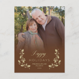 Postal Festiva Brown Whimsical Script Quote Photo  シーズンポストカード