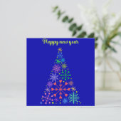 Postal Festiva Snowflakes Christmas Tree Happy new カード (スタンド正面)