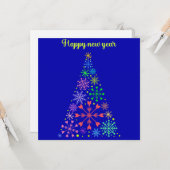 Postal Festiva Snowflakes Christmas Tree Happy new カード (正面/裏面インサイチュ)