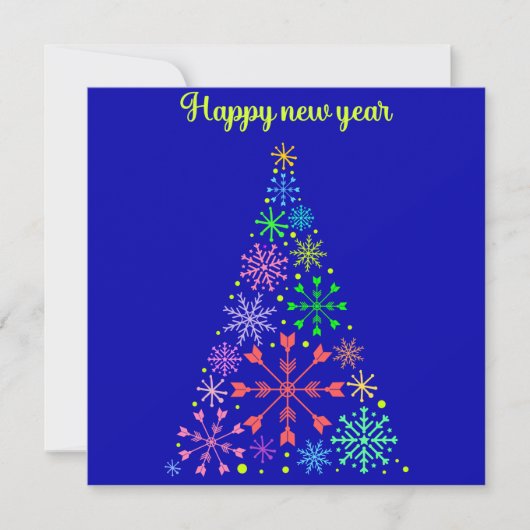 Postal Festiva Snowflakes Christmas Tree Happy new カード (正面)