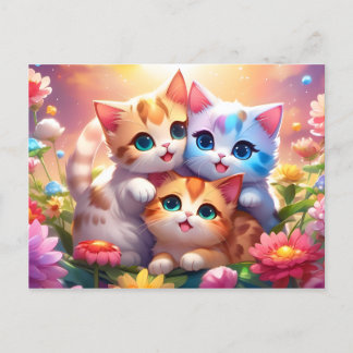 Postal kawaii gatitos ポストカード