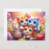 Postal kawaii gatitos ポストカード (正面/裏面)