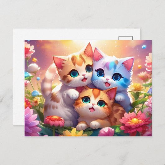 Postal kawaii gatitos ポストカード (正面/裏面)