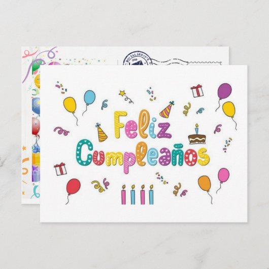 postal para saludo de cumpleaños ポストカード (正面/裏面)