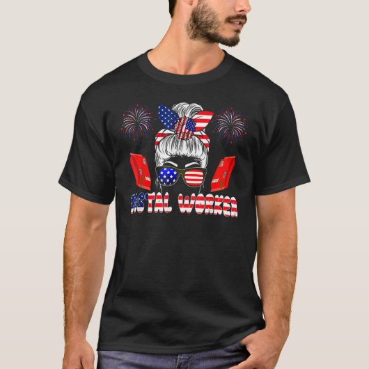 Postal Worker 4th Of July Woman Bow Tie American F Tシャツ (正面)