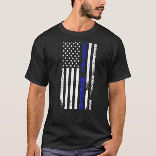 Postal Worker US Flag Postman Mail Carrier Mailman Tシャツ (正面)
