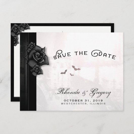 PostCardに一致するハロウィンエレガントゴシックこうもり 案内ポストカード (正面/裏面)