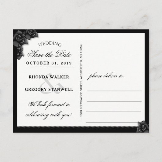 PostCardに一致するハロウィンエレガントゴシックこうもり 案内ポストカード (裏面)