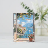POSTCARD Beautiful Watercolor of Italy Travel ポストカード (スタンド正面)