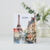 POSTCARD Beautiful Watercolor of Paris Travel ポストカード (スタンド正面)