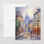 POSTCARD Beautiful Watercolor of Paris Travel ポストカード (正面/裏面)