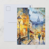 POSTCARD Beautiful Watercolor of Paris Travel ポストカード (正面/裏面)