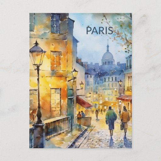 POSTCARD Beautiful Watercolor of Paris Travel ポストカード (正面)