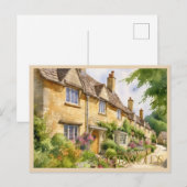 POSTCARD Beautiful Watercolor the Cotswolds Travel ポストカード (正面/裏面)