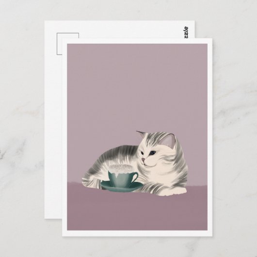 Postcard - Cat with Coffee ポストカード (正面/裏面)