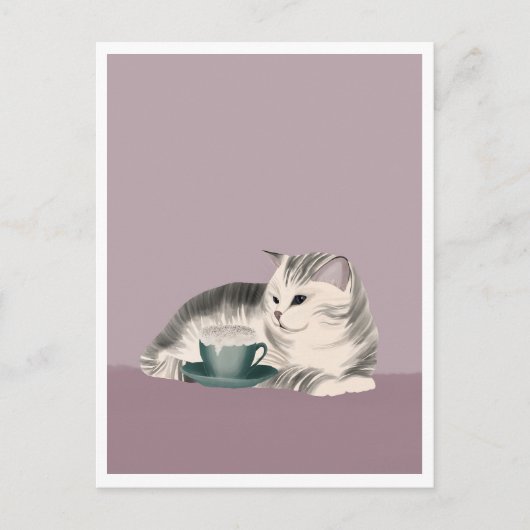 Postcard - Cat with Coffee ポストカード (正面)