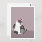 Postcard - Cat with Coffee ポストカード (正面/裏面)