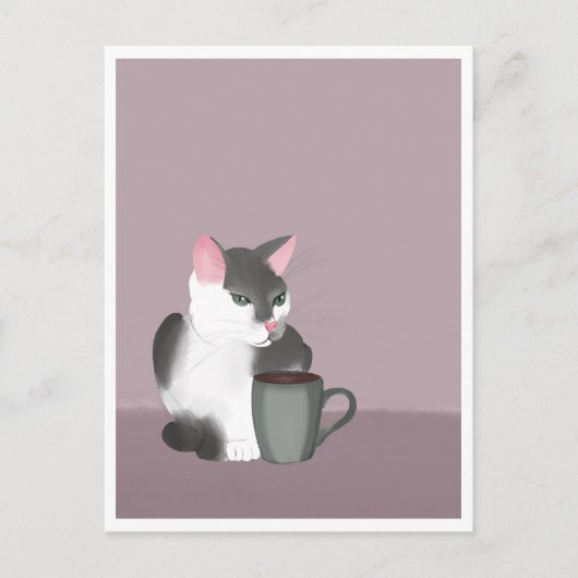 Postcard - Cat with Coffee ポストカード (正面)