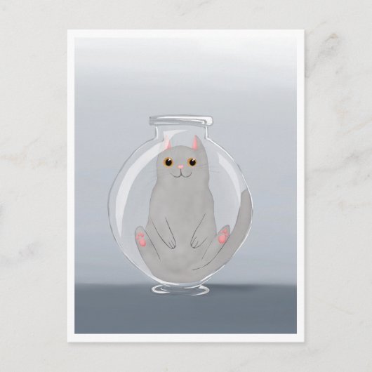 Postcard - Cute Cat in Glass ポストカード (正面)