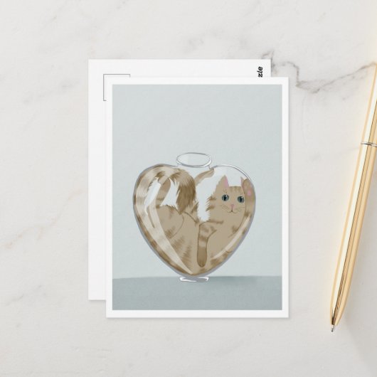 Postcard - Cute Cat in Glass ポストカード (正面/裏面インサイチュ)