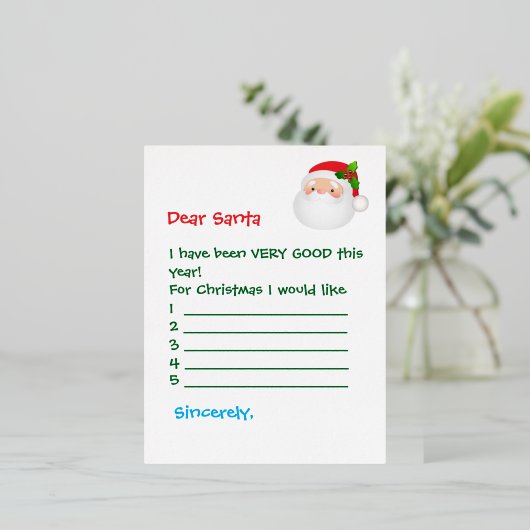 Postcard - Dear Santa I Would Like... 箔シーズンポストカード (立ち正面)