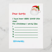 Postcard - Dear Santa I Would Like... 箔シーズンポストカード (正面)