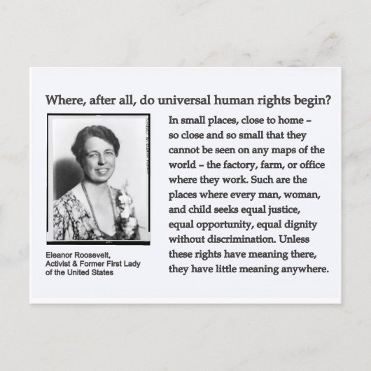 Postcard-Eleanor Roosevelt Human Rights ポストカード (正面)